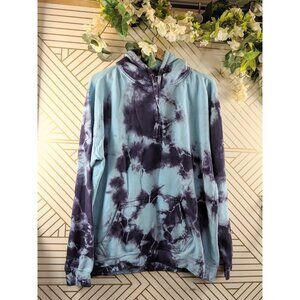 Max Roux Tie Dye Hoodie Sweatshirt Blue Purple Oversized Pullover Unisex